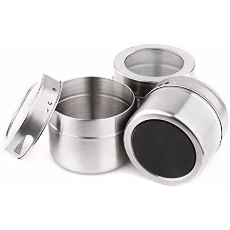 4 Porta Condimento Tempero Inox Magnético Imã Geladeira