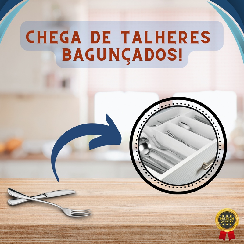 Organizador De Gaveta Extensível Divisor Porta Talheres Utensílios Cozinha Banheiro