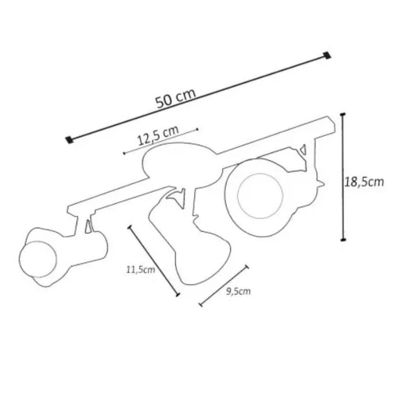 Luminária Spot Trilho Triplo 3 Sobrepor Direcionável E-27 Para Lâmpadas Led Bulbo