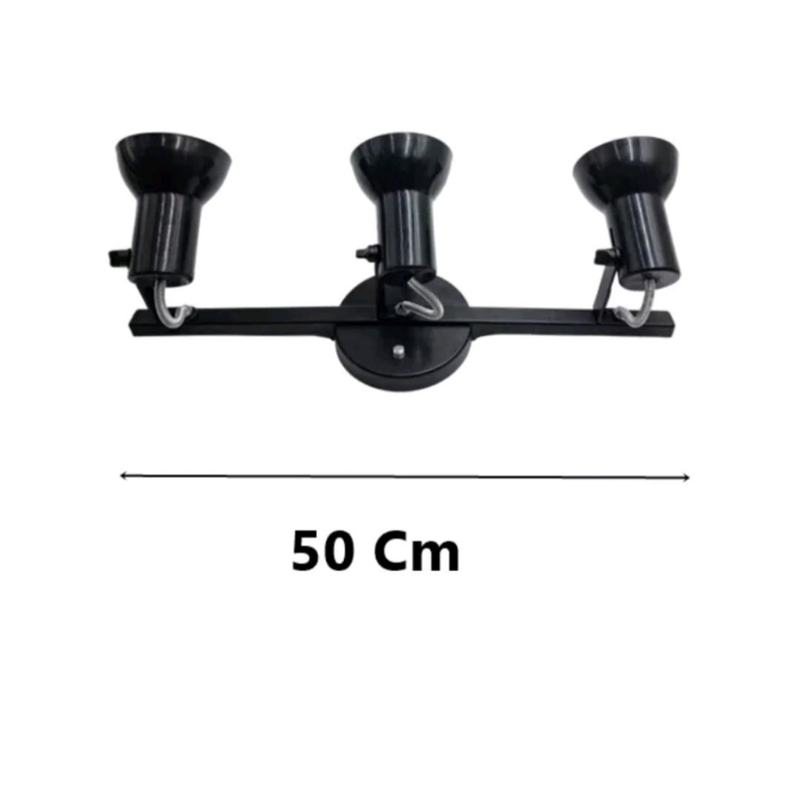 Luminária Spot Trilho Triplo 3 Sobrepor Direcionável E-27 Para Lâmpadas Led Bulbo