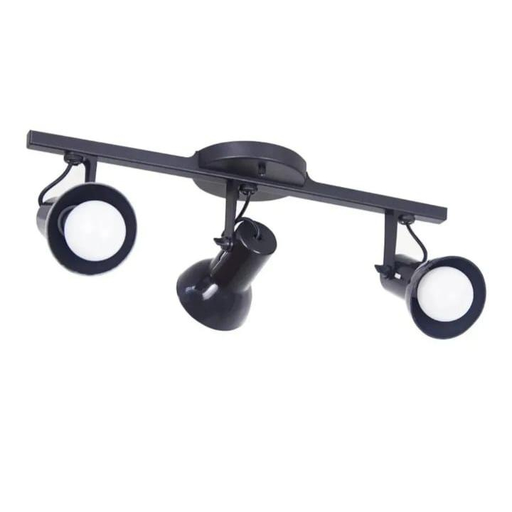 Luminária Spot Trilho Triplo 3 Sobrepor Direcionável E-27 Para Lâmpadas Led Bulbo